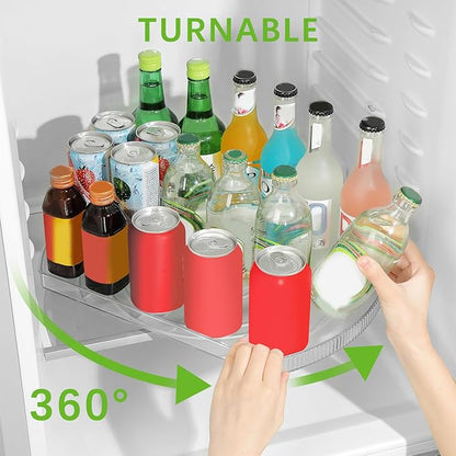 ROWNYEON Lazy Susan Turntable Organizer for Large Refrigerator, 360° Rotate Fridge Organizers and Storage, 16.54 Inches Rectangle Lazy Susan Organizer for Fridge, Cabinet, Pantry,2