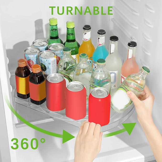 ROWNYEON Lazy Susan Turntable Organizer for Large Refrigerator, 360° Rotate Fridge Organizers and Storage, 16.54 Inches Rectangle Lazy Susan Organizer for Fridge, Cabinet, Pantry,1