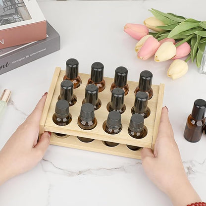 Hipiwe Essential Oils Racks Display Stand 12 Slots Essential Oil Bottle Organizer Tabletop Storage Rack for 15ml 10ml 5ml Bottles Rollerball Lipstick Holder Perfume Nail Polish Shelf