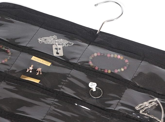 DIOMMELL 80 Pockets Hanging Jewelry Organizer for women, Storage Bag for Earrings Necklace Bracelet Ring accessory display holder box