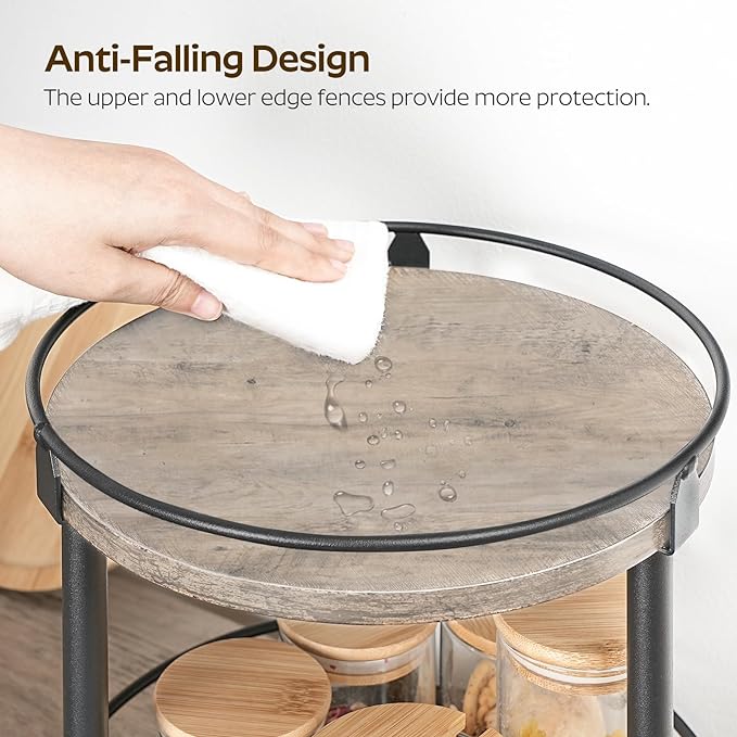 YATINEY Lazy Susan Organizer, Rotating Spice Rack, 2 Tier Spice Turntable Organizer, Industrial Turntable Spice Holder, for Kitchen Countertop and Cabinet, Compact and Versatile, Greige SR22BG