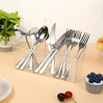 Rainmae Cutlery Storage Organizer, Plastic Silverware Caddy Organizer for Kitchen Countertop Organization - Holds Fork, Knife, Spoon, Tableware Storage Box for Kitchen Table Countertop Outdoor Picnic