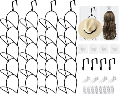20 Pack Hat & Wig Stand Organizer for Multiple Wigs Hanger, Wig Holder, Space Saving Storage Rack for Hat, Tie, Scarf (Black)