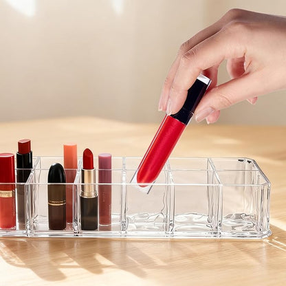 4-Pack 12-Slot Acrylic Lipstick Organizer, Lipstick Holder, Lip Gloss Organizer, Cosmetic Storage Display, Perfect Storage Solution for Drawer, Vanity, Bathroom, and More