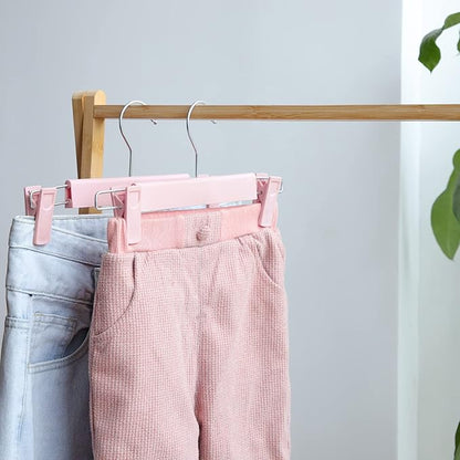 NORTHERN BROTHERS Pants Hangers with Clips Skirt Hangers for Women, Heavy Duty, Plastic Clip Hangers for Pants Clothes Trousers Shorts (30pack, Pink)