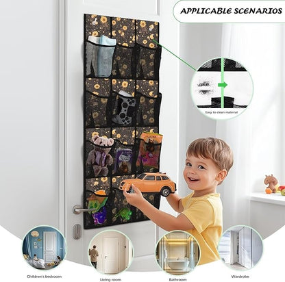 Sunflowers Behind Door Shoes Hang Holder Rack,Storage for Small Spaces,Shoes Hanger Storage Organizer Bag for Bedroom Unique Print