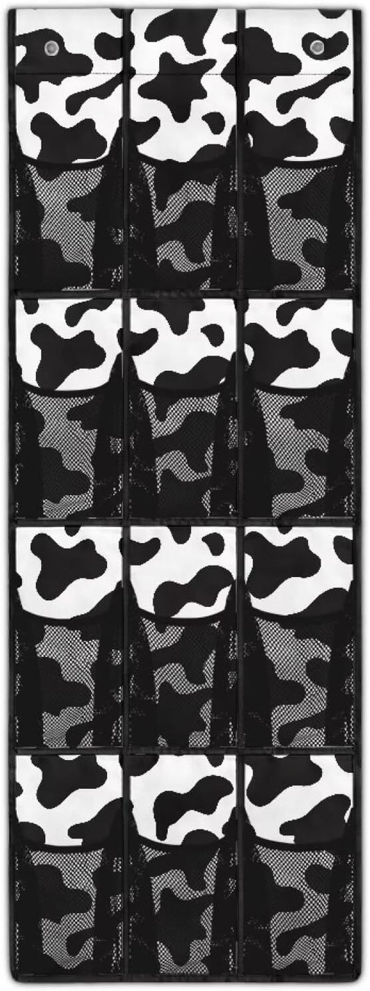 Cowhide Over The Door Shoe Organizer 12 Pockets Wall Hanging Storage Space Saving Over The Door Closet Organizer Large Capacity Shoe Holder Hanger for School