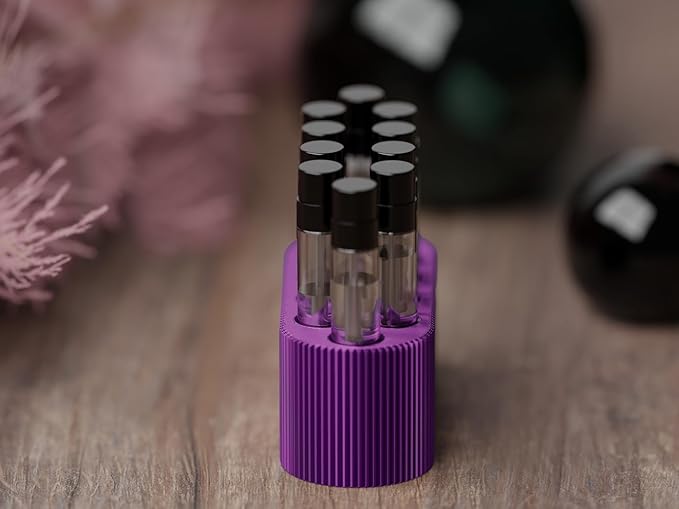 Perfume Sample Organizer for Bathroom or Vanity – Ideal Makeup and Skincare Storage, Desk and Bathroom Counter Organizer, Gift for Her (2mL Purple - Fits Mini Perfume Samples)