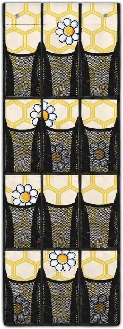 Honeycomb Hanging Organizer for Cruise Ship Essentials,Mesh Pocket Over the Door Shoe Organizer Space Saving Large 12 Pockets Sturdy Quick Dry Mesh Organizer Hanging with 2 Holes