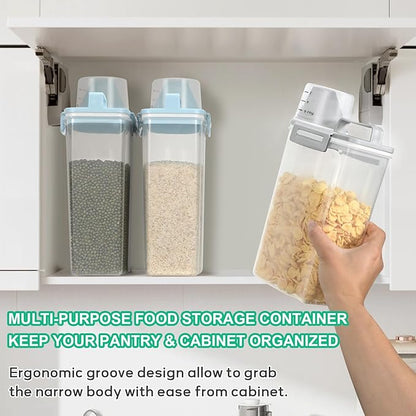 TBMax Rice Storage Container 2 Pack, Plastic Kitchen Pantry Food Storage Container with Cup, Small Pet Dog Cat Food Container Dispenser
