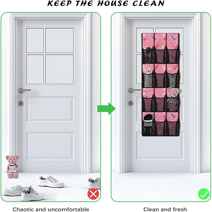 Pencils Over The Door Shoes Organizer 12 Large Mesh Pockets Closet Door Hanging Shoe Rack Organizer Washable Storage Bag for Toys Snacks Shoes Hats Comics Back to School Gifts