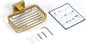 SEIDO Gold Soap Dish for Shower, 304 Stainless Steel Double-Locking Soap Holder, Wall Mount Soap Bar Holder for Shower, Hollowed-Out Drainage, 4.8" L x 3.2" W Internal, for Soap, Sponge, Keys