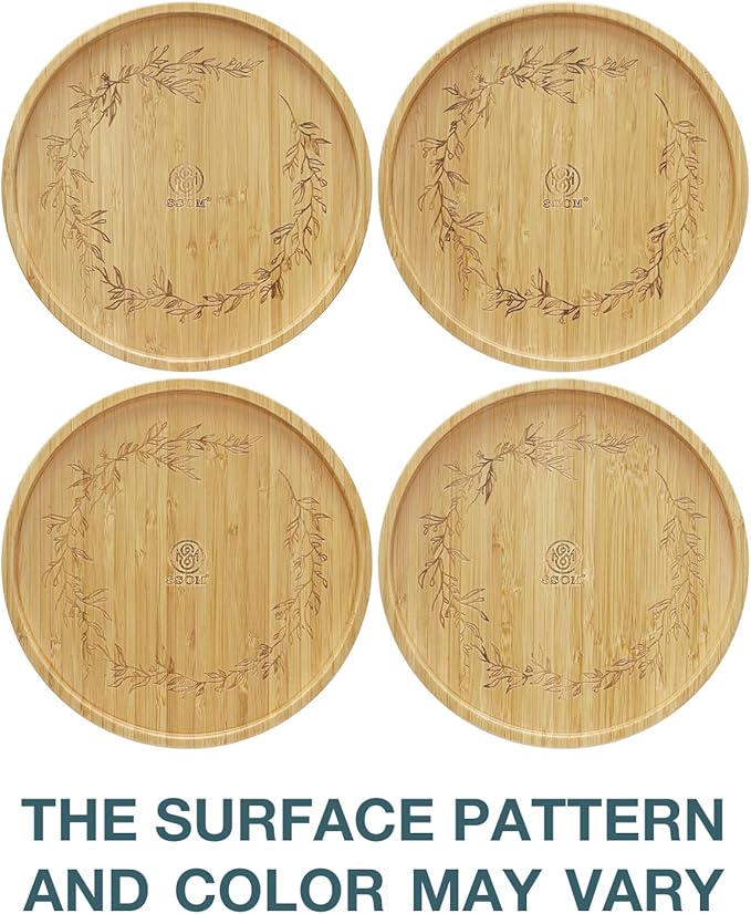Bamboo Lazy Susan Turntable Organizer 10", Decor Your Kitchen with Elegant Engraved Patterns, Effortless Spinning with Big Roller, Ideal for Cabinet, Pantry, Countertop, and Table Organization