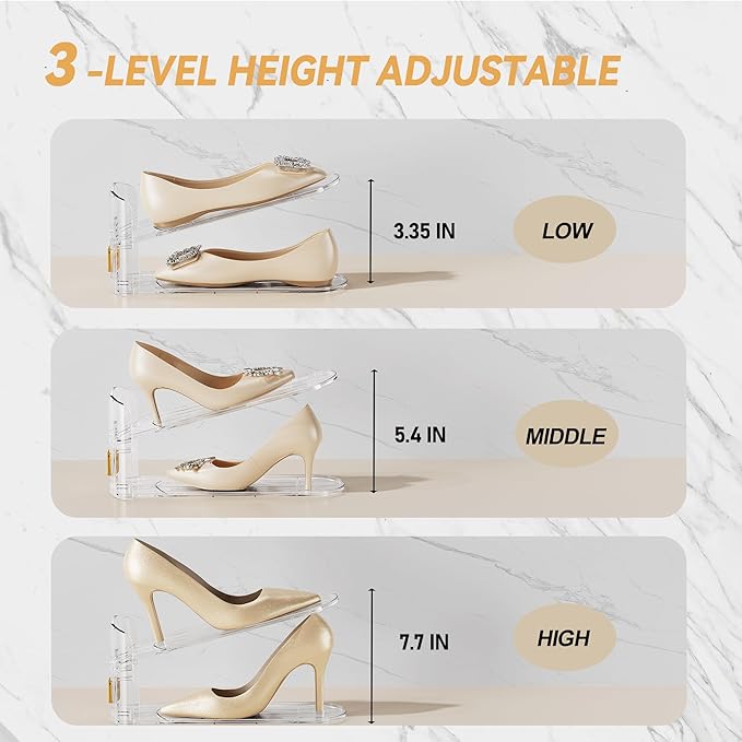 FENRUNXU Shoe Slots Organizer for Closet, Shoe Stacker Organizer Double Layer Stack Shoe Rack, Shoe Display Shelf 50% Space Saver Storage Holder for Closet, 36 PACK