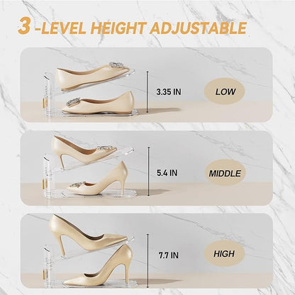 FENRUNXU Shoe Slots Organizer for Closet, Shoe Stacker Organizer Double Layer Stack Shoe Rack, Shoe Display Shelf 50% Space Saver Storage Holder for Closet, 24 PACK