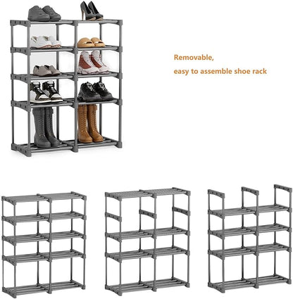 homyfort Shoe Rack Storage, 5-Tier Shoe Organizer Shelf for Closet Entryway, 10 Pairs Sturdy Shoe Stand (Grey)