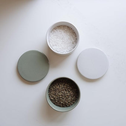 KIBAGA Beautiful Ceramic Salt Cellar with Lid - Spacious Container for Your Kitchen Countertop Keeps Salt Flakes Dry & Fresh - A Decorative Box/Holder For Any Kitchen