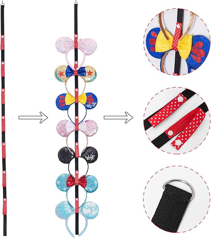 3 Pcs Mouse Ears Headband Holder Hanging Headband Organizer Bow Headpiece Hair Accessories Vertical Headband Holder Wall Display Decor