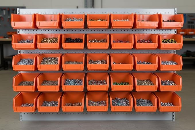 Hudson Exchange 7-1/2" x 4" x 3" (12 Pack) Plastic Stackable Storage Bin and Hanging Container, Orange