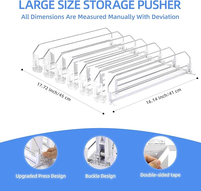 Upgraded Press-type Drink Organizer for Fridge, Capable of horizontal pushing Soda Can Dispenser for RefrigeratorSpace-Saving Automatic Drink Pusher Glide System - Holds 30 Cans (6 Rows)