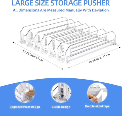 Upgraded Press-type Drink Organizer for Fridge, Capable of horizontal pushing Soda Can Dispenser for RefrigeratorSpace-Saving Automatic Drink Pusher Glide System - Holds 30 Cans (6 Rows)