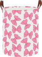 CLOCOR Large Laundry Basket,Waterproof Nursery Hamper,Collapsible Fabric Storage Container,Toys Bin,Room Decor,Gift Basket（Pink Bowknot