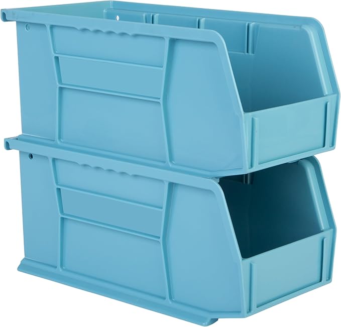 Hudson Exchange 11" x 5-1/2" x 5" Plastic Stackable Storage Bin and Hanging Container (Light Blue, 1 Pack)