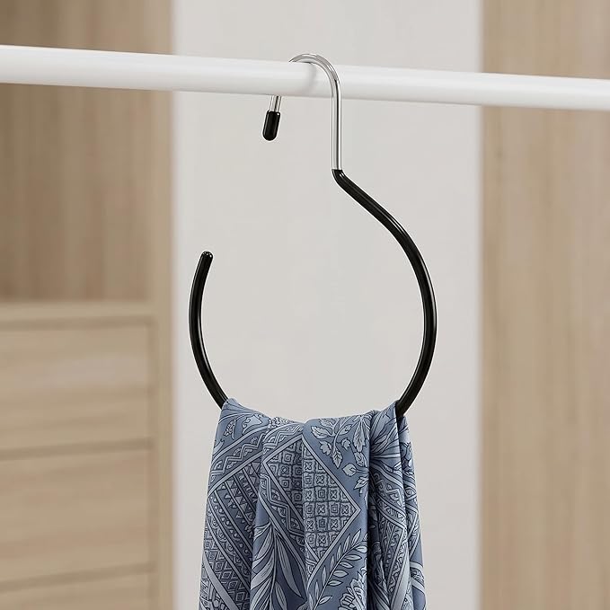 Cedilis 15 Pack Scarf Ring Hangers, Non-Snag Belt Hanger for Closet, Non-Slip Closet Organizer Accessory Holders for Ties Scarves Belts Tank Tops Pashminas, Black