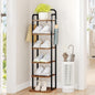 Hzuaneri 6 Tiers Vertical Shoe Rack, Narrow Shoe Tower, Tall Shoes Shelf with 2 Hooks, Adjustable Shelves, Corner Shoes Shelves for Small Spaces, Entryway, Living Room, Rustic Brown SR04201B