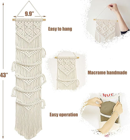 jontell Boho Baseball Cap Hanger-1 Pack-Macrame Hat Organizer for Ball Caps Holder Over Door, Hat Rack for Wall, Cap Rack for Decoration and Display, Boho Handmade Cap Display