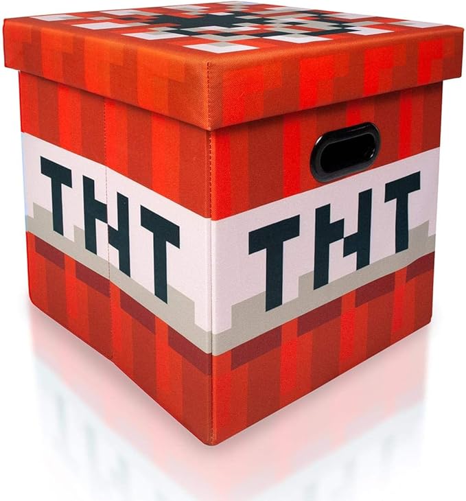 MINECRAFT TNT Block Storage Cube Organizer Storage Cube | TNT Block from Cubbies Storage Cubes | Organization Cubes | 15-Inch Square Bin with Lid