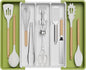 Lifewit Utensil Organizer for Kitchen Drawers, Expandable Cooking Utensil Tray, Adjustable Cutlery Silverware Flatware Holder, Plastic Spatula Tools Storage Divider, 13-22 x 15", Green&White