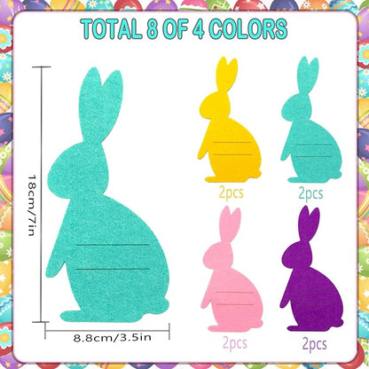 8 Pack Easter Bunny Utensil Cutlery Holders, Reusable and Cute Rabbit Shape Easter Felt Cutlery Holders, EasterTable Decor for the Home Spring Decorations and Easter Party Supplies