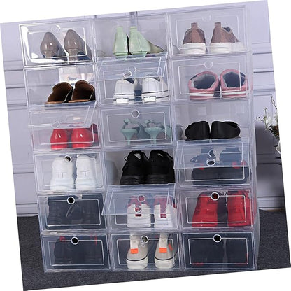 4pcs Shoe Storage Boxes Sturdy Pp Drawer Type Organizers for Home Stackable Design for Easy Access for Shoes Boots and Sneakers