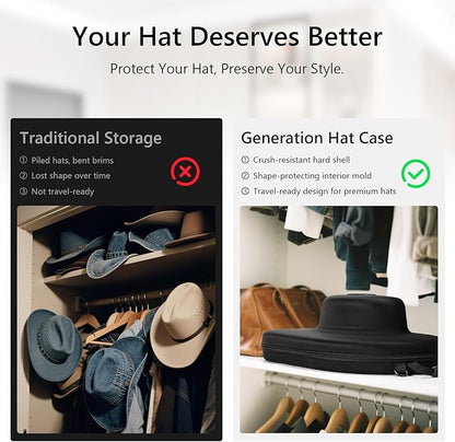 Anysiny Cowboy Hat Box for Travel-Crush Proof Hat Travel Case for Cowboy Hats Holder Storage Box Organizer Cap Carrier with Adjustable Carry Strap