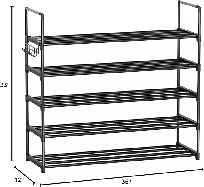 Shoe Rack - 5-Tier Shoe Organizer, Sturdy Shoe Storage Shelf, Perfect for Front Door Entrance, Closet & Entryway, Easy to Assemble, DIY Layering Options (L - 5 Tier)
