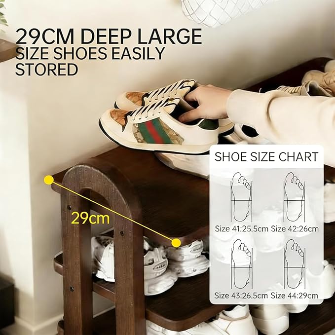 7-Tier Vertical Shoe Rack, Entryway Shoe Tower, Shoe Rack Organizer, Shoe Holder Storage Narrow Vertical, Wooden Free Standing Shoe Rack Shelf for Entryway, Hallway, Closet