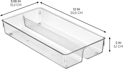 iDesign Recycled Plastic Divided Drawer Organizer Tray - Linus Collection - Clear