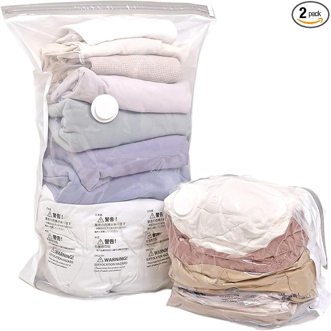ASTRO 623-45 Clothes Compression Bag with Gusset, White x Transparent, 2-Piece Set, 19.3 x 11.0 x 27.0 inches (49 x 28 x 68.5 cm), Large Capacity, Stores