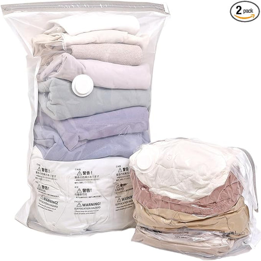 ASTRO 623-45 Clothes Compression Bag with Gusset, White x Transparent, 2-Piece Set, 19.3 x 11.0 x 27.0 inches (49 x 28 x 68.5 cm), Large Capacity, Stores