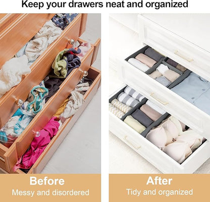 Fordonral 16 Pack Drawer Organizer Clothes, Foldable Fabric Dresser Organizer Closet Organizers and Storage Box for Underwear,Folded Clothes,Baby Clothing,Socks,Bra,Towels,Ties(Gray)