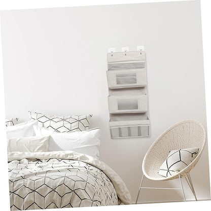 SOLUSTRE Household Over the Door Organizer Multi Function Hanging Storage Bag Grey Breathable Space Saving for Remote Controls Glasses Socks Jewelry and More