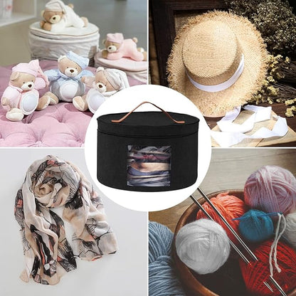 Color You Hat Box, Hat Storage Box 17" Diameter Hat Boxes for Women Men Storage Large Round Hat Travel Case with Dustproof Lid Travel Hat Box Stuffed Animal Toy Clothes Sheet Hat Organizer