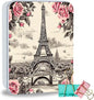 Metal Tin Box Sturdy Metal Storage Box with Lid, Eiffel Tower Rose Large Container Holder for TCG Cards, Car Keys, Cookies, Tin Containers for Gift, 5.0x3.7x1.6 Inch, Exquisite Pattern Design