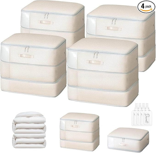 DIMJ Comforter Storage Bag - 110L Large Capacity Ultra Space Saving Self Compression Organize for Duvet, Pillow, Bedding, Blanket Sheet Storage Organizer Nylon Compression Bag for Storage