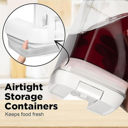 Shazo Airtight Food Storage Containers with Lids - 6 PC BPA Free Clear Plastic Cereal Containers with Easy Lock Lids for Kitchen and Pantry Organization for Snacks and Pasta - 1.2 L