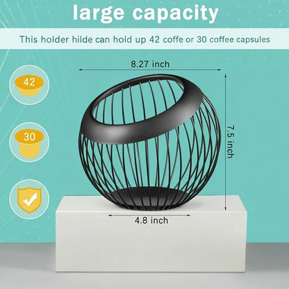 Patelai 2 Pieces Coffee Pods Holder K Pods Holder Large Capacity Coffee Pod Baskets Stainless Steel Cup Organizer Sturdy for Espresso Capsule Pot Storage Metal Wire Fruit Bowl Snack Storage(Black)