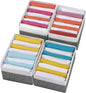 4 Packs T-shirt Drawer Organizers for Clothing,8 Grids Compartment Wardrobe Storage Box, Washable Clothes Organizer for Legging,Silk Scarve-12.59''x9.05''x5.9-GreyWhite