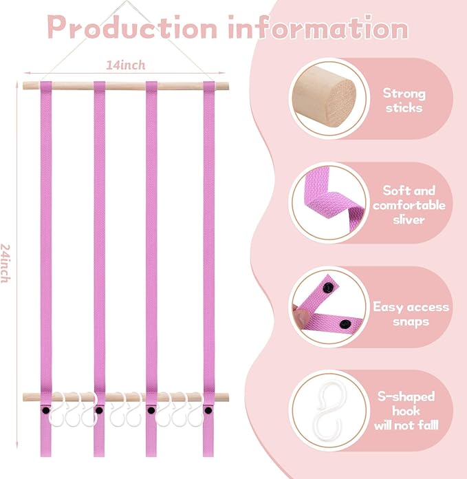 OAOLEER Hair Bow Holder Organizer for Girls，Hair Clips Headband Organizer Storage Wall Hanging Home Decor for Girls Room (Pink)