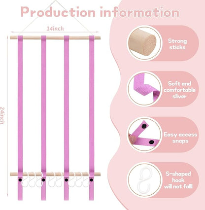 OAOLEER Hair Bow Holder Organizer for Girls，Hair Clips Headband Organizer Storage Wall Hanging Home Decor for Girls Room (Pink)